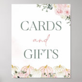 Kleine pompoen eerste verjaardagskaarten en gesche poster (Voorkant)