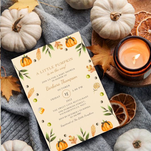 Kleine Pompoen Elegante Halloween Thema Baby Showe Feestdagenkaart