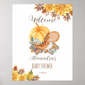 Kleine pompoen en dinosaurusbaby shower welkom poster (Voorkant)