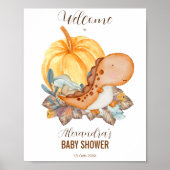 Kleine pompoen en dinosaurusbaby shower welkom poster (Voorkant)