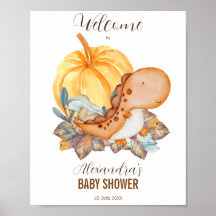 Kleine pompoen en dinosaurusbaby shower welkom