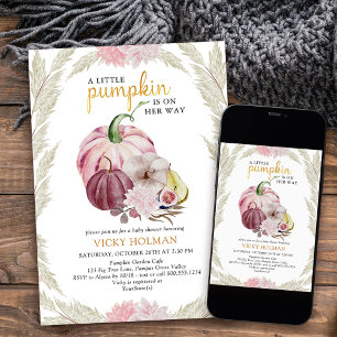 Kleine Pompoen en Pampas Grass Baby shower Kaart