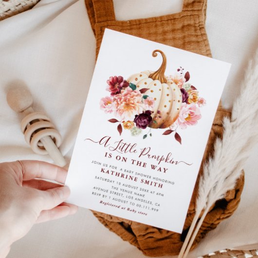 kleine pompoen floral baby shower uitnodiging