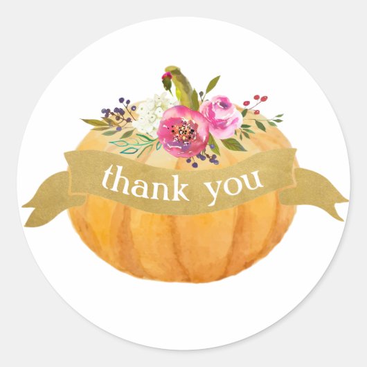 Kleine pompoen Floral Herfst Sticker (Voorkant)
