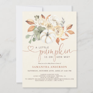 Kleine pompoen Floral Waterverf Baby Girl Shower Kaart