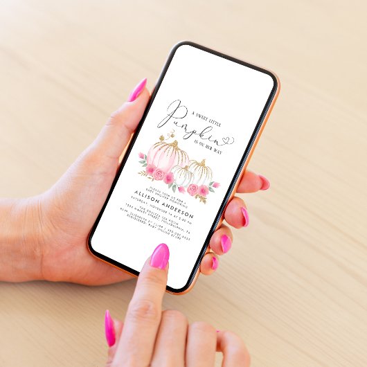 Kleine pompoen Floral Waterverf Baby Girl Shower Kaart