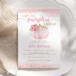 Kleine pompoen Floral Waterverf Baby Girl Shower Kaart