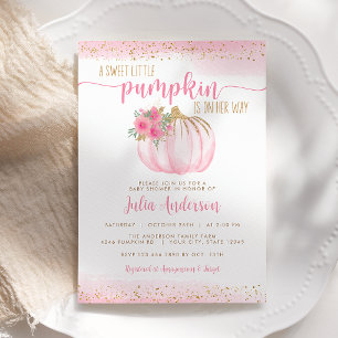 Kleine pompoen Floral Waterverf Baby Girl Shower Kaart