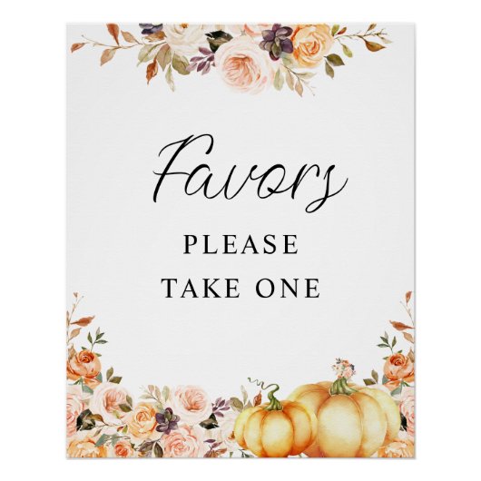 kleine pompoen florale baby shower gunsten teken perfect poster (Voorkant)