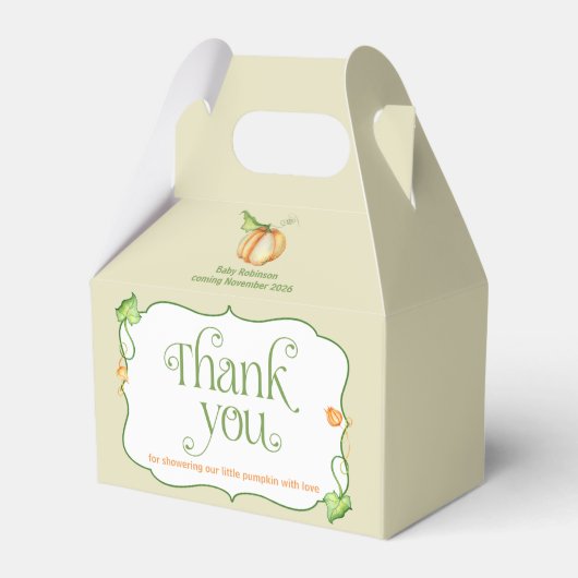 Kleine Pompoen Gender Neutraal Baby shower Bedankdoosjes (Voorkant Zijde)