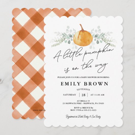 Kleine Pompoen Gender Neutraal Baby shower Kaart (Voorkant / Achterkant)