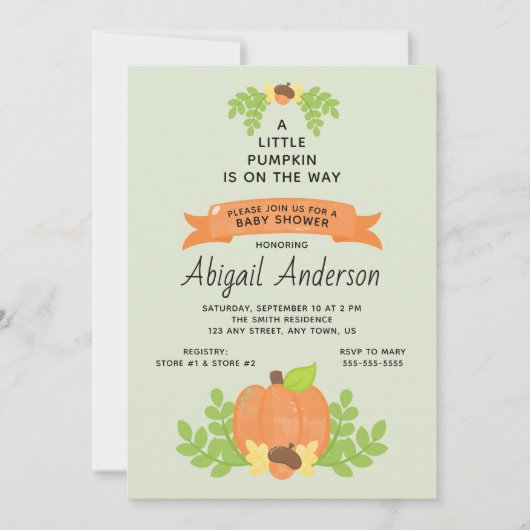 Kleine pompoen | Genderneutraal Baby shower Kaart (Voorkant)