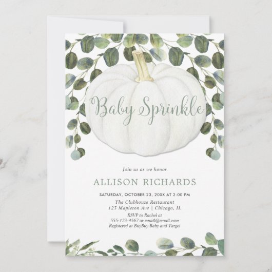 Kleine pompoen genderneutraal baby strooien kaart (Voorkant)