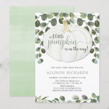 Kleine pompoen genderneutraal groen baby shower