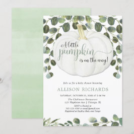 Kleine pompoen genderneutraal groen baby shower kaart