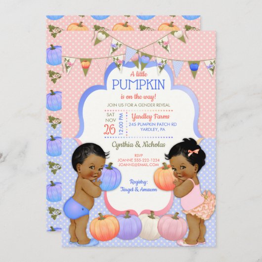 Kleine pompoen geslacht onthullen donkere toon kaart (Voorkant / Achterkant)