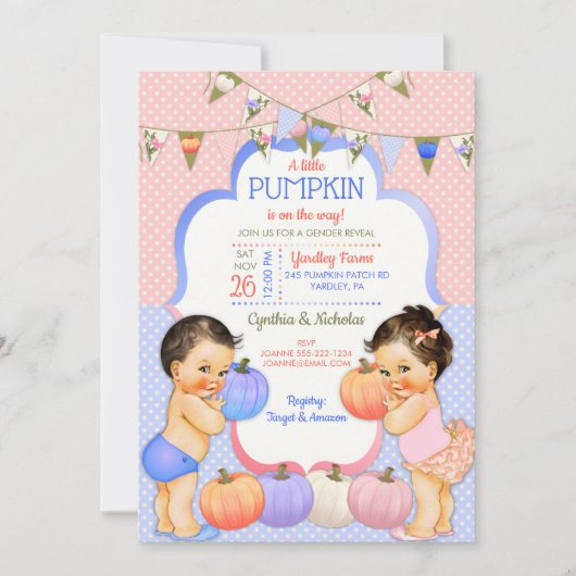 Kleine Pompoen Geslacht Onthullen Licht Brunette Kaart (Voorkant)