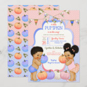 Kleine Pompoen Geslacht Onthullen Medium Puffs Kaart (Voorkant / Achterkant)