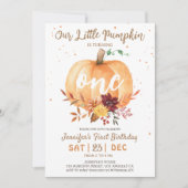 Kleine Pompoen Geslachtsneutrale Herfst 1e Verjaar Kaart (Voorkant)