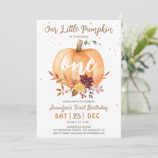 Kleine Pompoen Geslachtsneutrale Herfst 1e Verjaar Kaart (Staand voorkant)