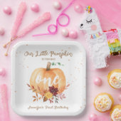 Kleine Pompoen Geslachtsneutrale Herfst 1e Verjaar Papieren Bordje (Feest)