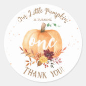 Kleine Pompoen Geslachtsneutrale Herfst 1e Verjaar Ronde Sticker (Voorkant)
