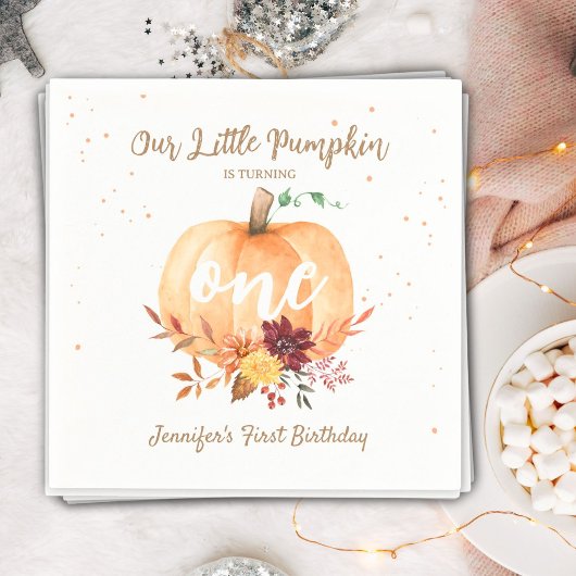 Kleine Pompoen Geslachtsneutrale Herfst 1e Verjaar Servet