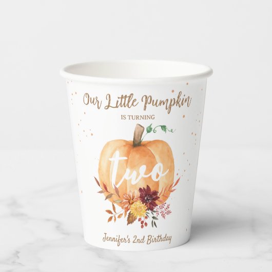 Kleine Pompoen Geslachtsneutrale Herfst 2e Verjaar Papieren Bekers (Achterkant)