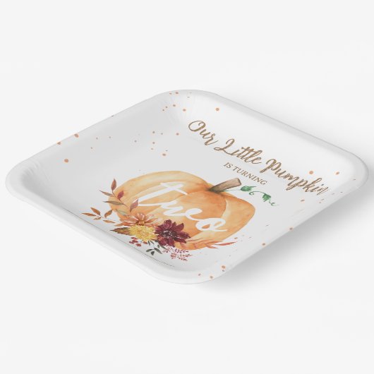 Kleine Pompoen Geslachtsneutrale Herfst 2e Verjaar Papieren Bordje (Gebogen)