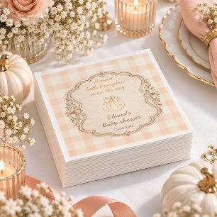 Kleine Pompoen Gingham Baby Shower Servet