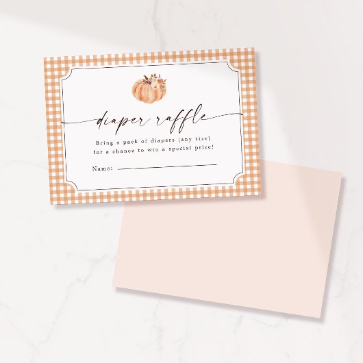 Kleine Pompoen Gingham Luier Raffle Kaart