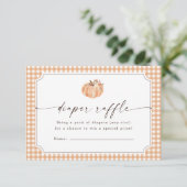 Kleine Pompoen Gingham Luier Raffle Kaart (Staand voorkant)