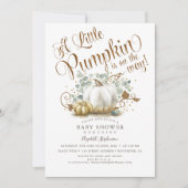 Kleine pompoen Gold Glitters Herfst Baby shower Kaart (Voorkant)