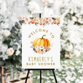 kleine pompoen goudsbrij baby shower welkom poster