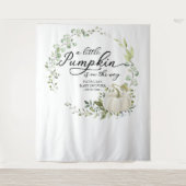 Kleine pompoen groene baby shower achtergrond wandkleed (Voorkant)