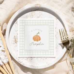 Kleine Pompoen Groene Gingham Baby Shower Servet