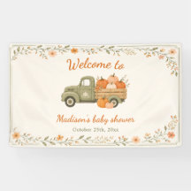 Kleine Pompoen Groene Truck Herfst Baby Borrel
