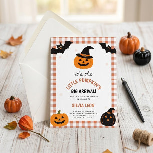 Kleine Pompoen Grote Aankomst Halloween Baby Showe Kaart