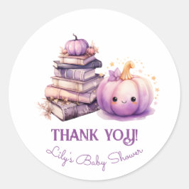 Kleine pompoen Halloween baby shower bedankt Ronde Sticker