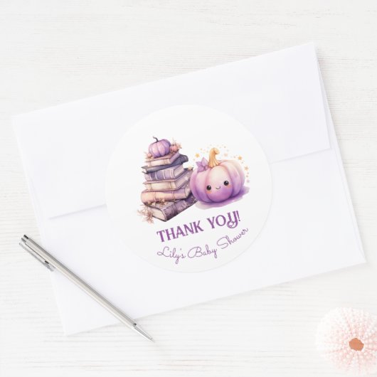 Kleine pompoen Halloween baby shower bedankt Ronde Sticker (Envelop)