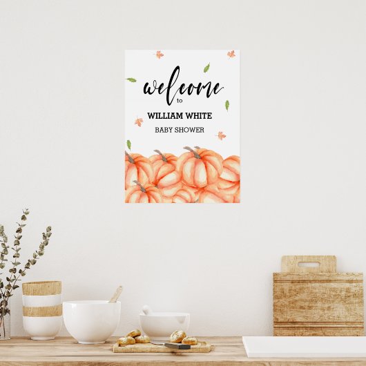 Kleine Pompoen Halloween Herfst Baby Welkom Poster (Keuken)