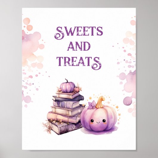 Kleine pompoen Halloween snoepjes en lekkernijen Poster (Voorkant)