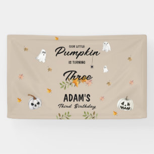 Kleine Pompoen Halloween Verjaardag Elke Leeftijd Spandoek
