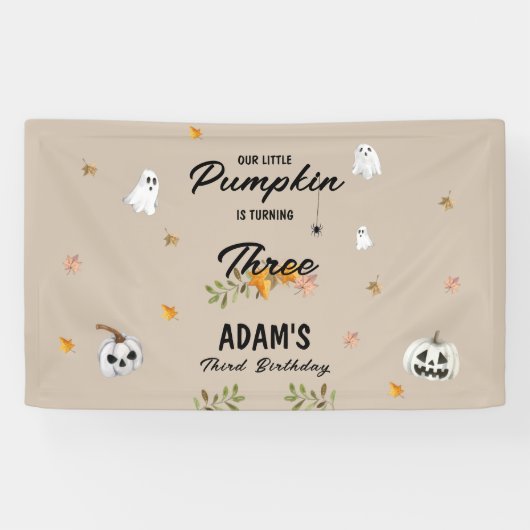 Kleine Pompoen Halloween Verjaardag Elke Leeftijd Spandoek (Horizontaal)