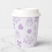 Kleine pompoen handgetekende paarse Baby shower Papieren Bekers (Achterkant)