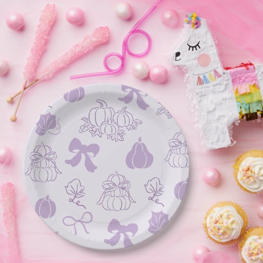 Kleine pompoen handgetekende Paarse Baby shower Papieren Bordje (Feest)