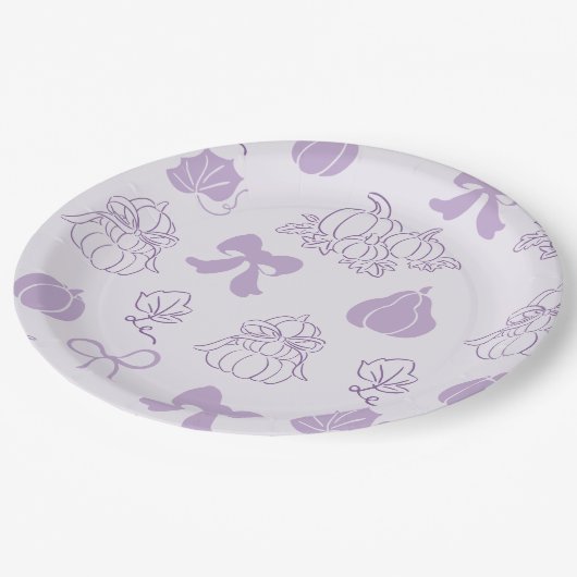 Kleine pompoen handgetekende Paarse Baby shower Papieren Bordje (Gekanteld)