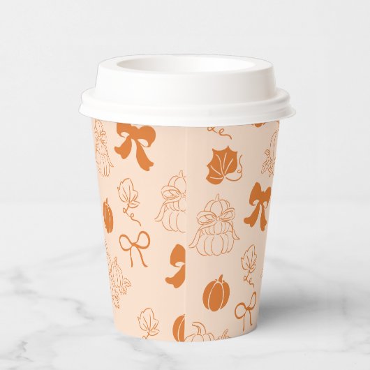 Kleine pompoen handgetrokken oranje Baby shower Papieren Bekers (Rechts)