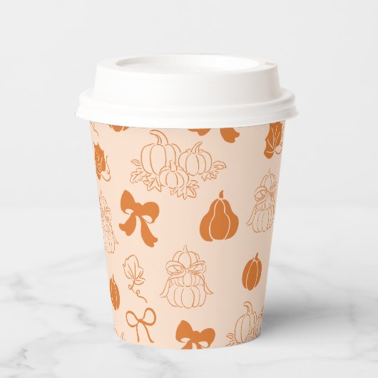 Kleine pompoen handgetrokken oranje Baby shower Papieren Bekers (Voorkant)