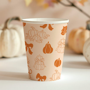 Kleine pompoen handgetrokken oranje Baby shower Papieren Bekers